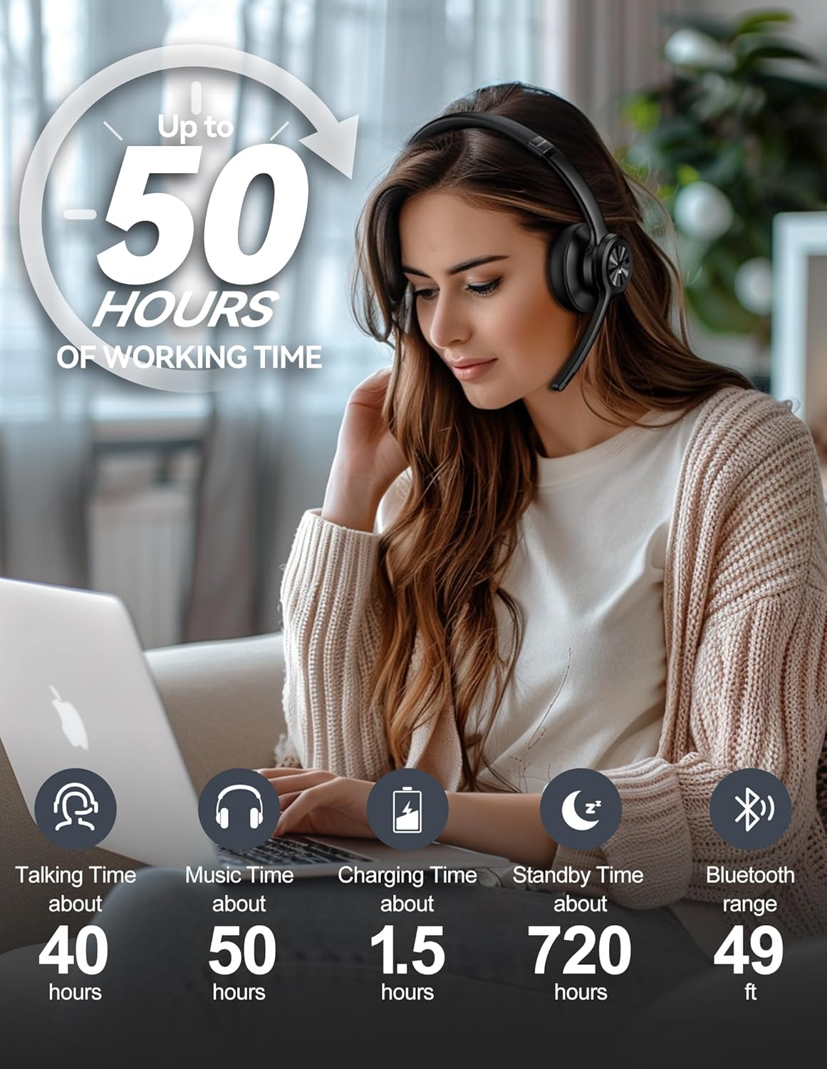Tecknet TECKNET Bluetooth Headset with Microphone Noise Canceling