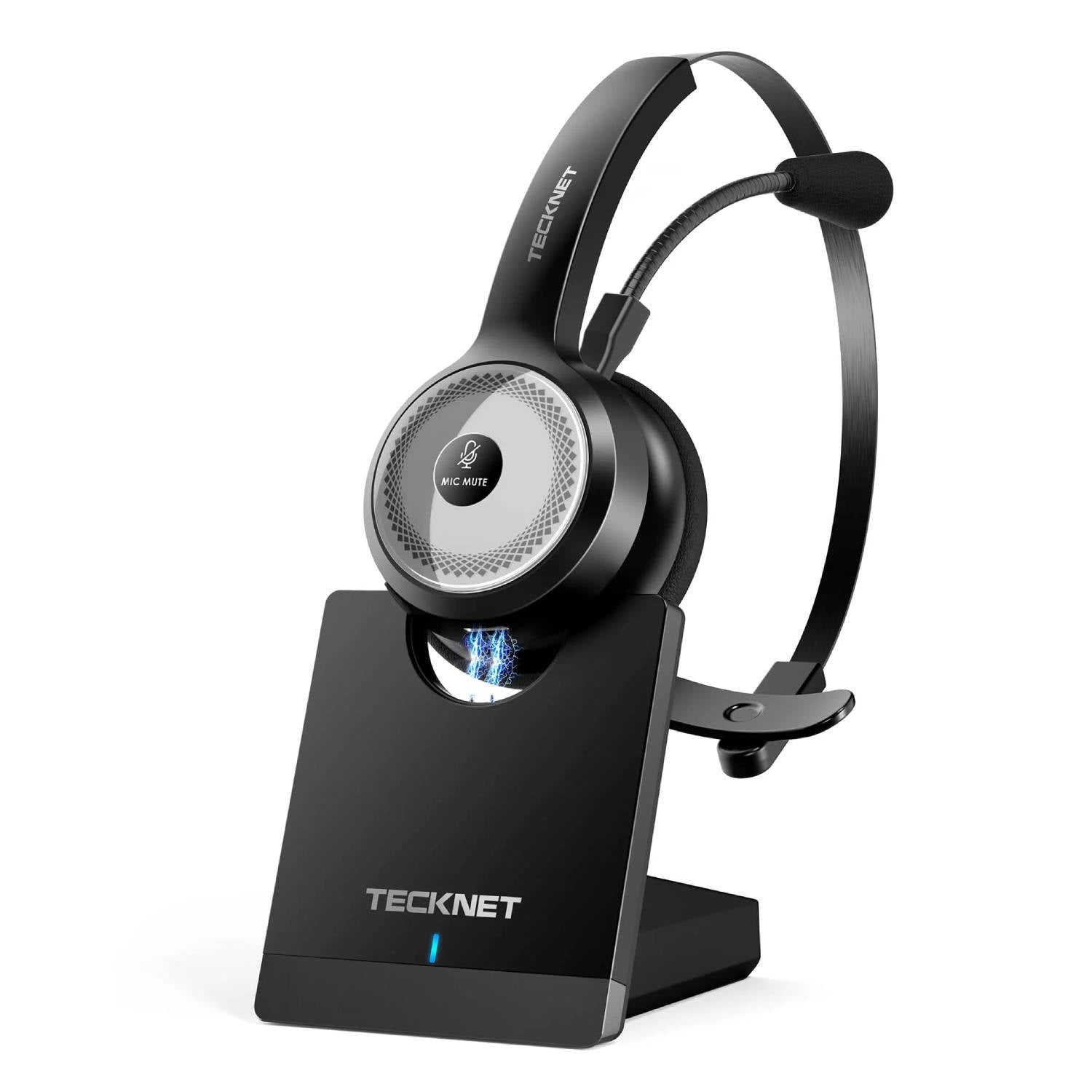 TECKNET Noise Cancelling Bluetooth Headphones with Microphone, Bluetooth 5.0 Call Center Headset