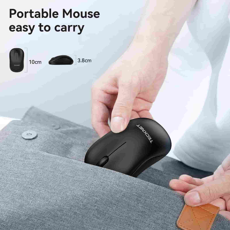 TECKNET Mini Wireless Mouse, Small 2.4G Optical Computer Mice with Nano Receiver