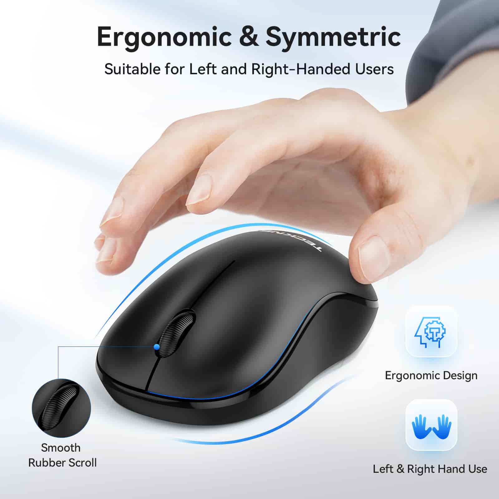 TECKNET Mini Wireless Mouse, Small 2.4G Optical Computer Mice with Nano Receiver