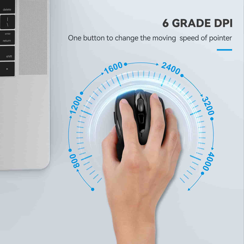 TECKNET Wireless Silent Mouse, 2.4G Optical Computer Mouse with 4000 DPI