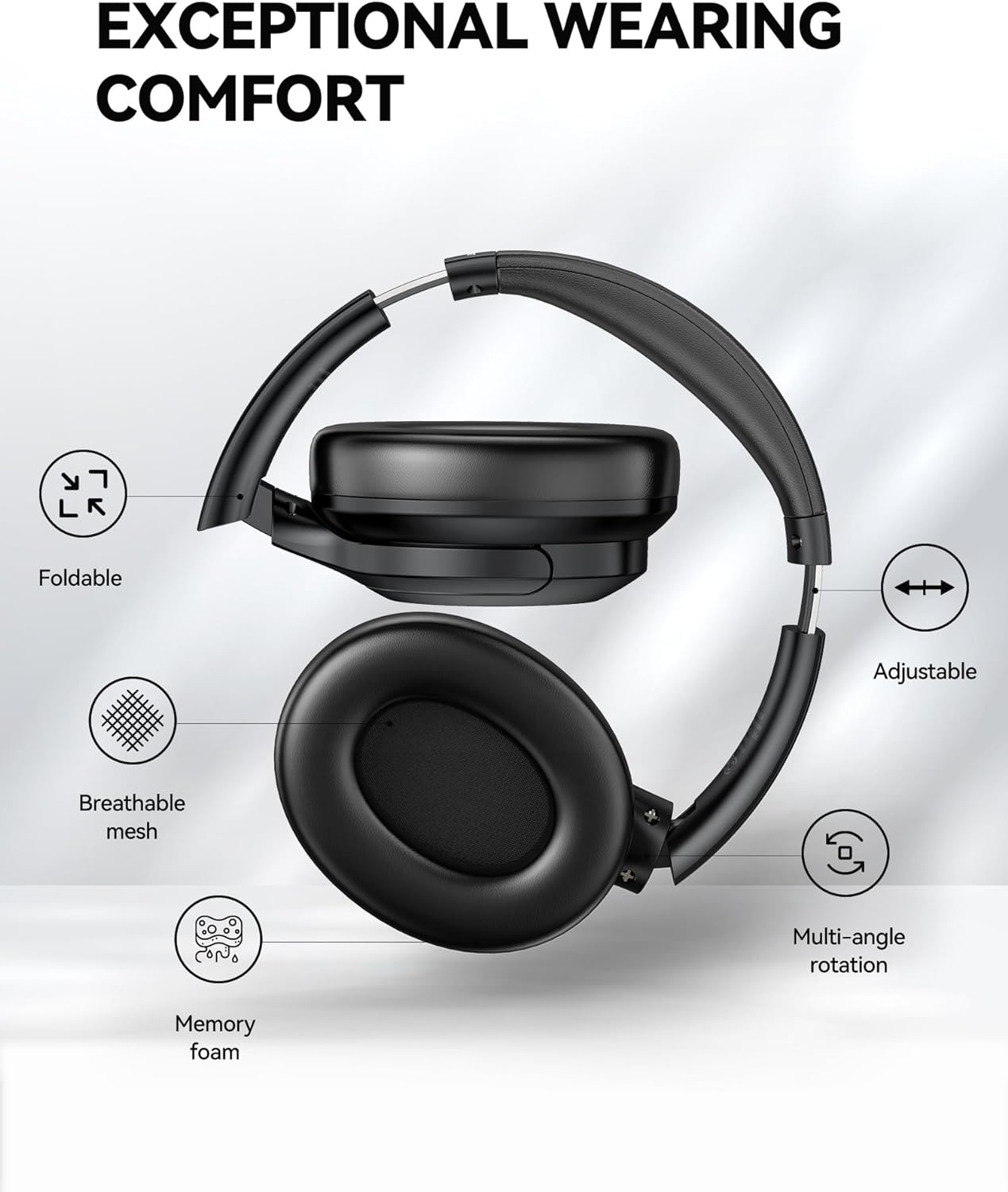 TECKNET Bluetooth Headphones Over Ear, 70 Hours Playtime and 6 EQ Modes