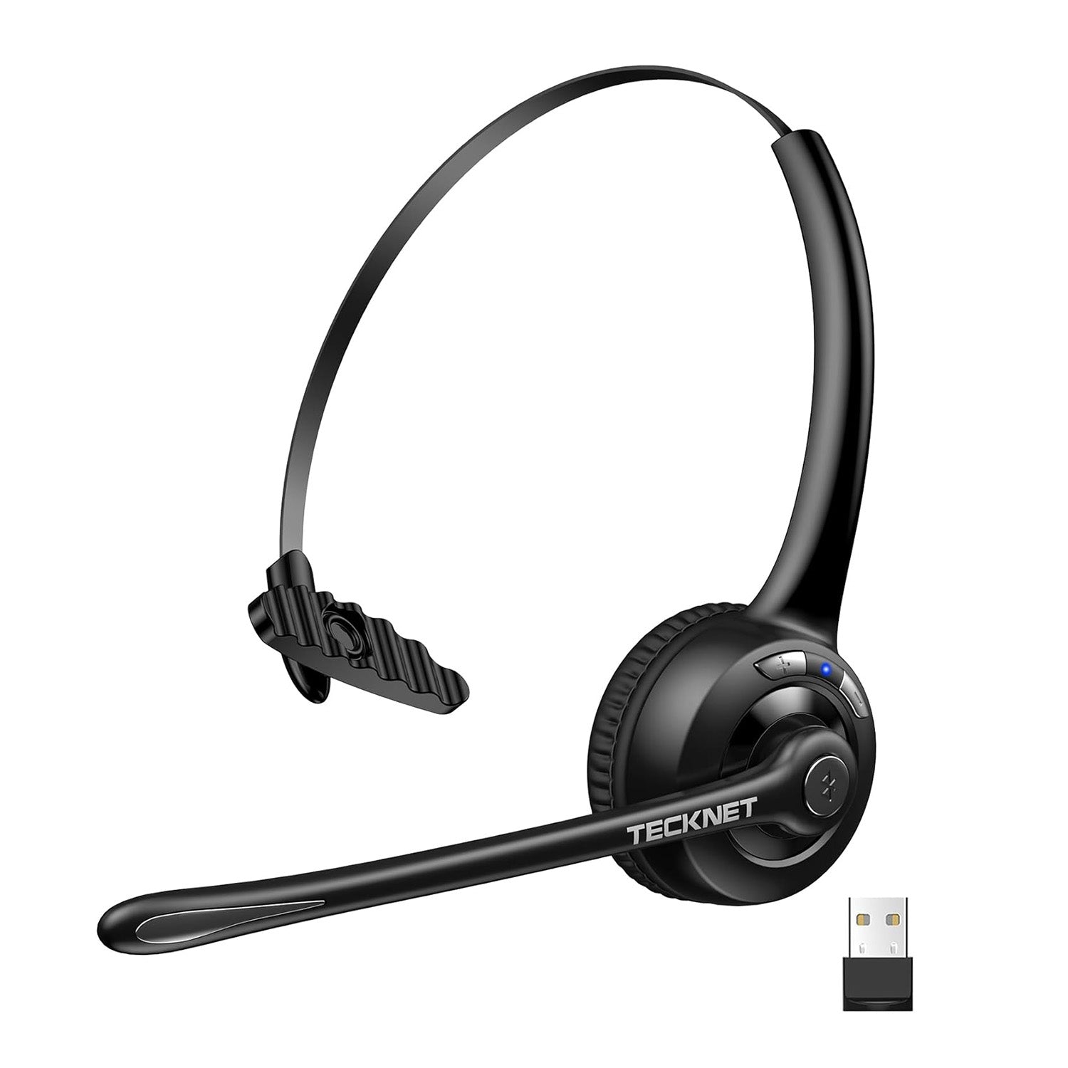 TECKNET Bluetooth Headset with Noise Cancelling Microphone, Mute function