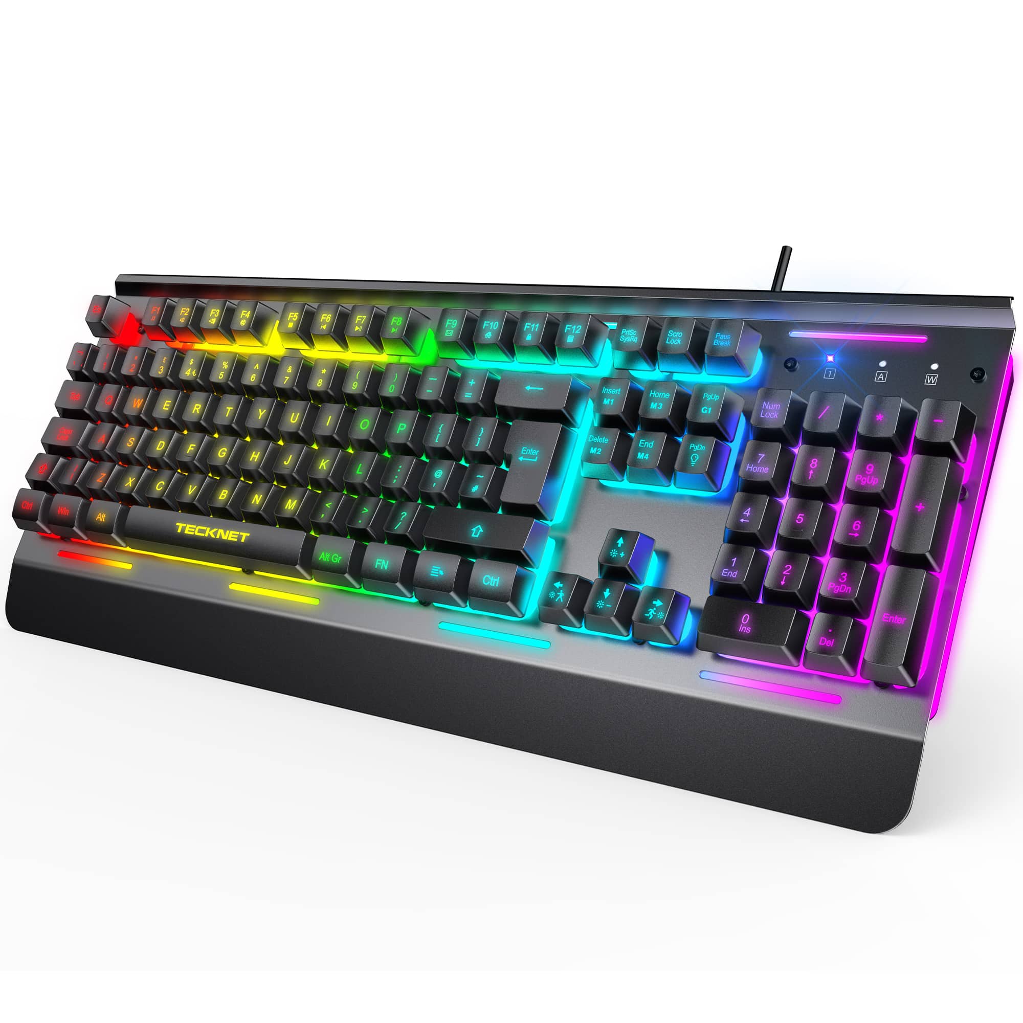 TECKNET RGB Gaming Keyboard, 105 Keys All-Metal Panel, 15 LED RGB Color Modes