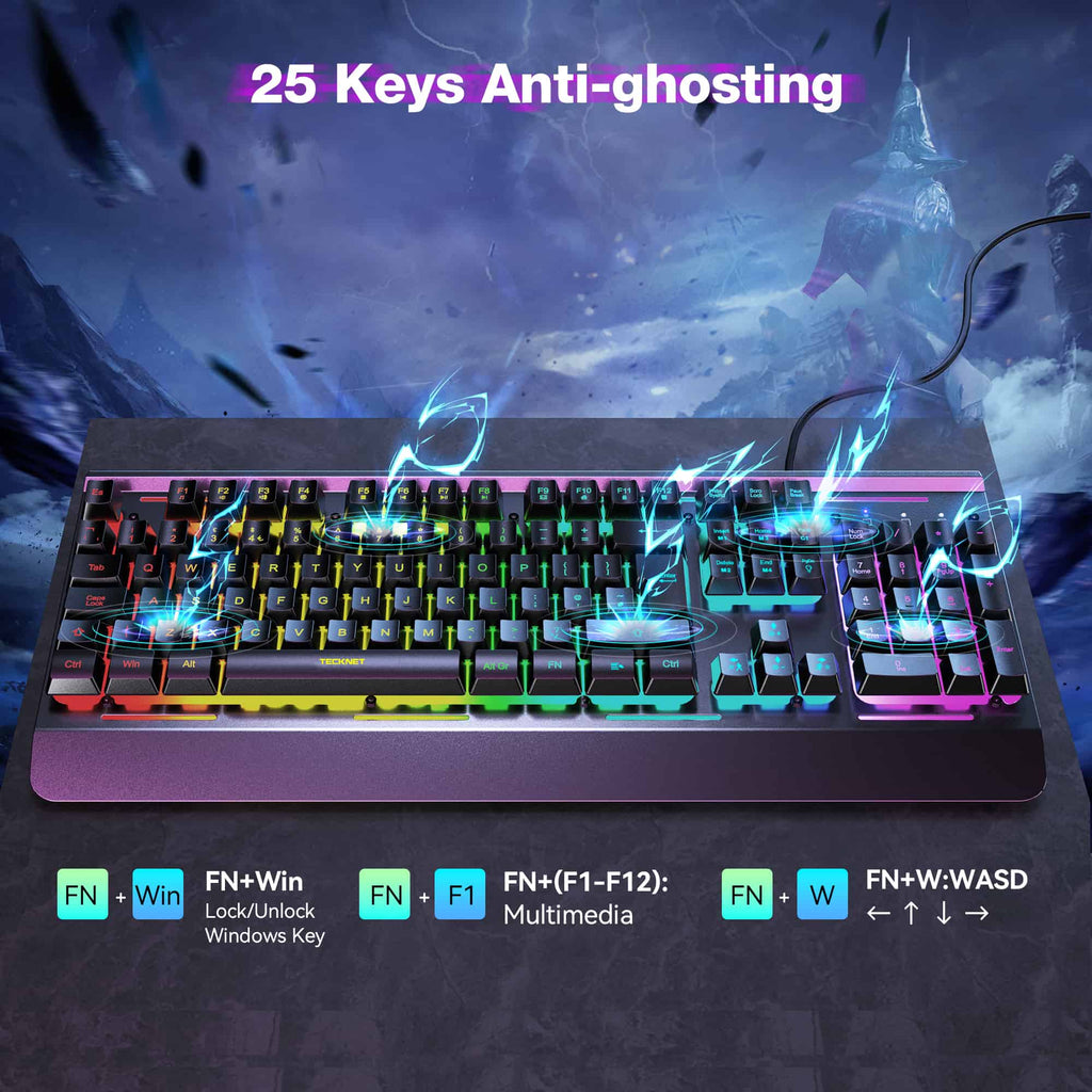 TECKNET RGB Gaming Keyboard UK Layout