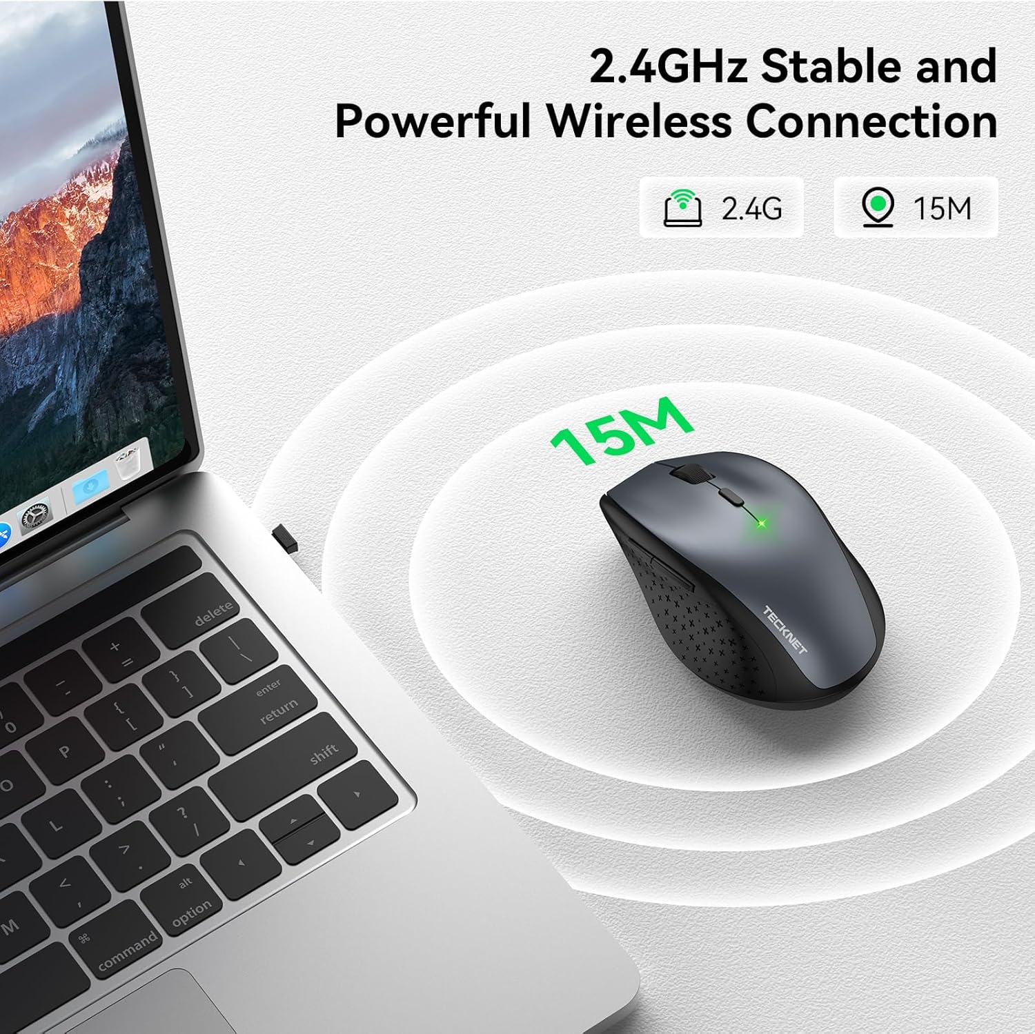 TECKNET 2.4G Wireless Mouse for Laptop, 4800 DPI Optical Computer Mice