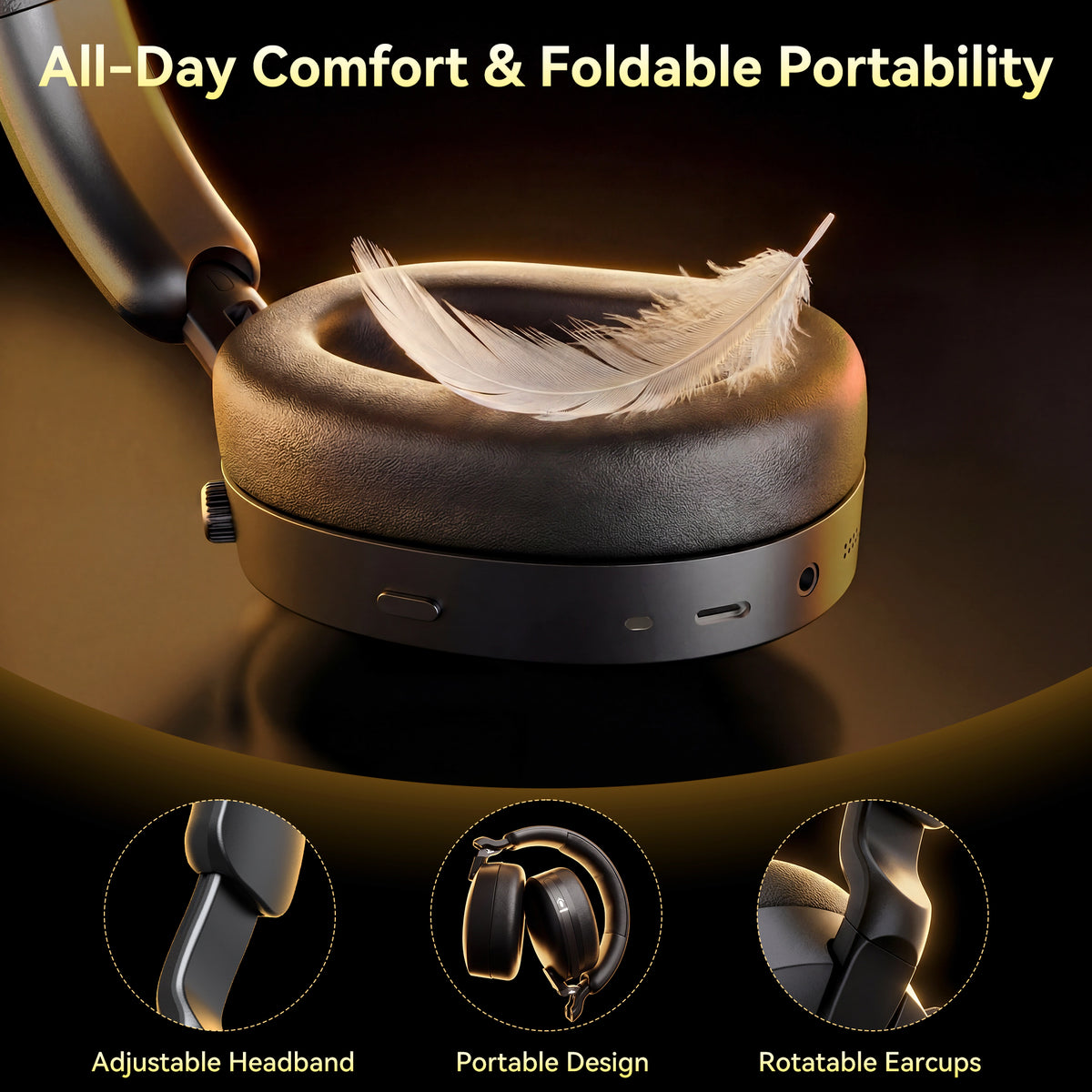 TECKNET Wireless Headset with Microphone, Over Ear Headphone 3.5mm/USB-C/Bluetooth 5.4