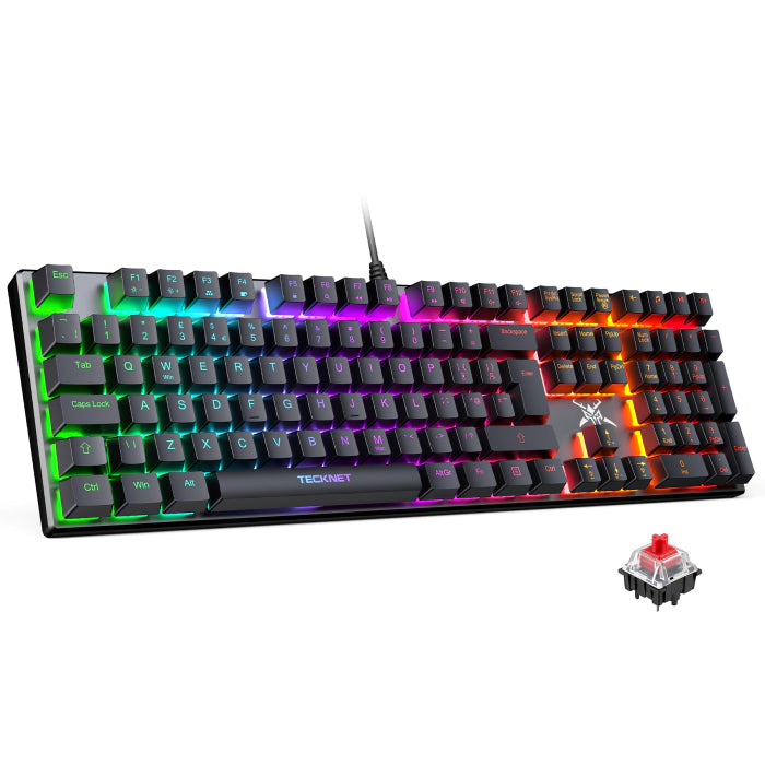 TECKNET Mechanical Gaming Keyboard - Red Switches Mechanical Keyboard with 109 Keys
