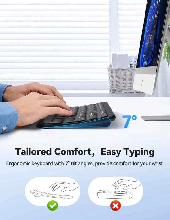 TECKNET Wireless Keyboard, Multi-Device Bluetooth Keyboard for 5 Device