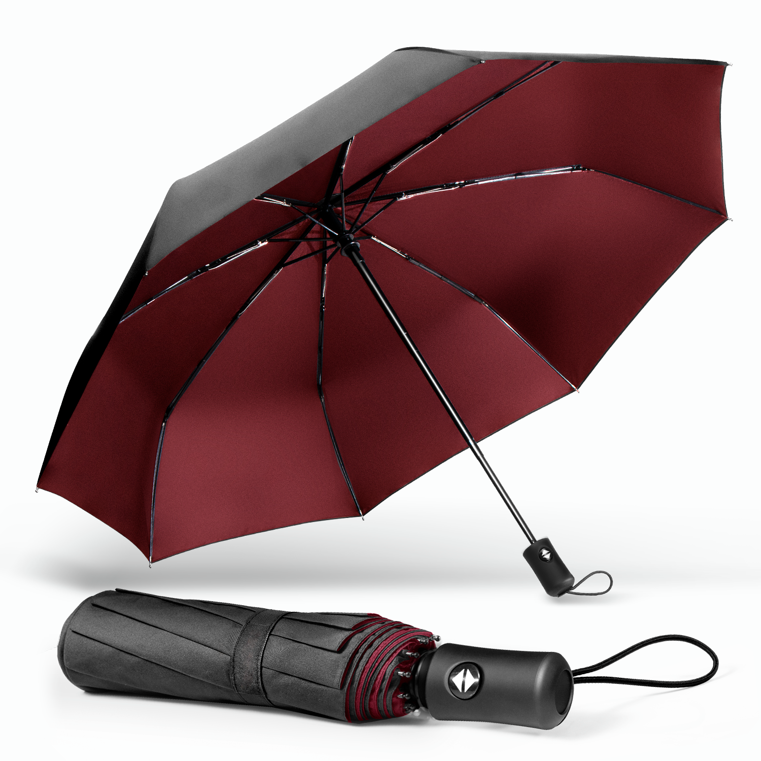 TechRise Classic Windproof Automatic Folding Compact Umbrella with 8 Ribs