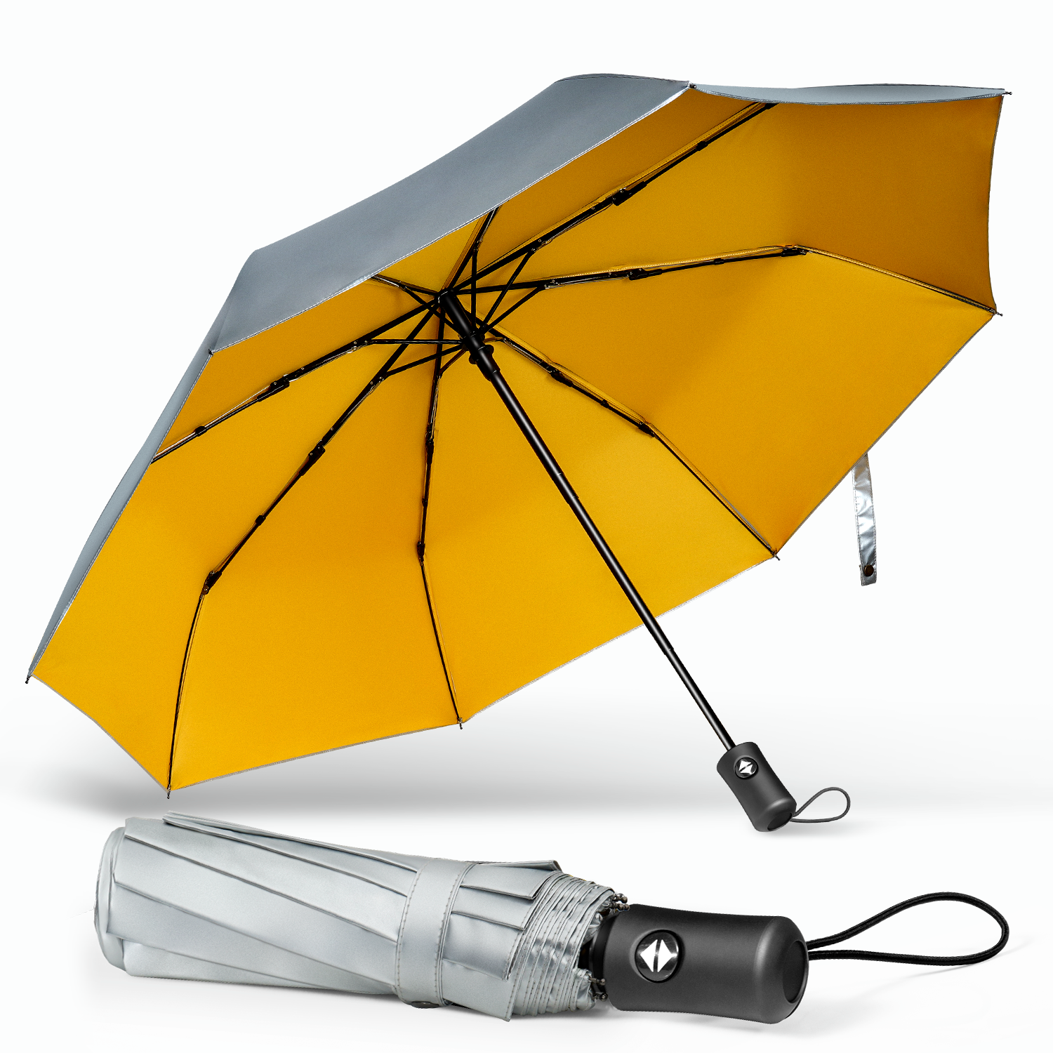 TechRise Classic Windproof Automatic Folding Compact Umbrella with 8 Ribs