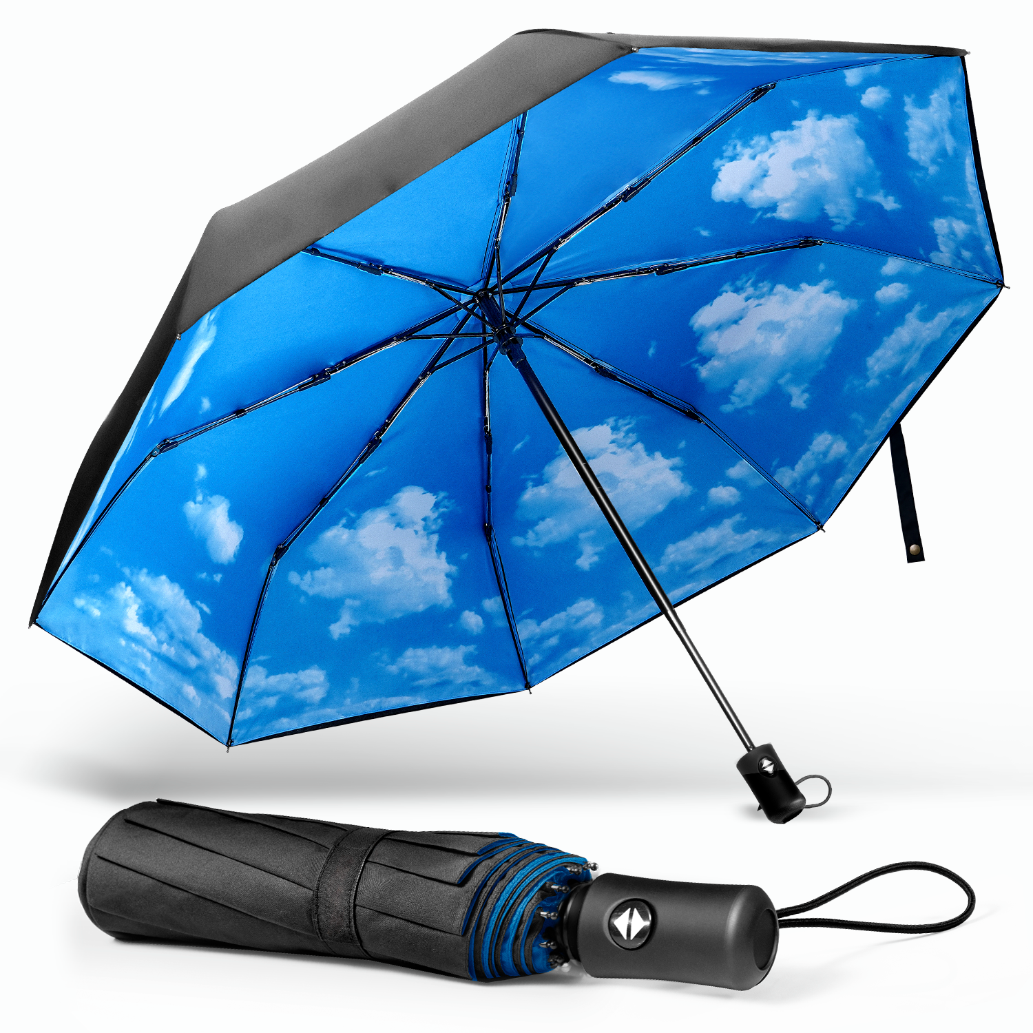 TechRise Classic Windproof Automatic Folding Compact Umbrella with 8 Ribs