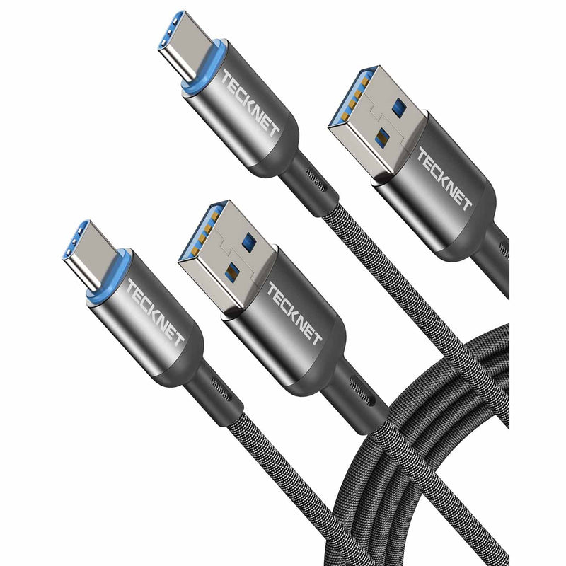 TECKNET 2Pack 2M USB C Fast Charging Cable, Nylon Braided Data Lead