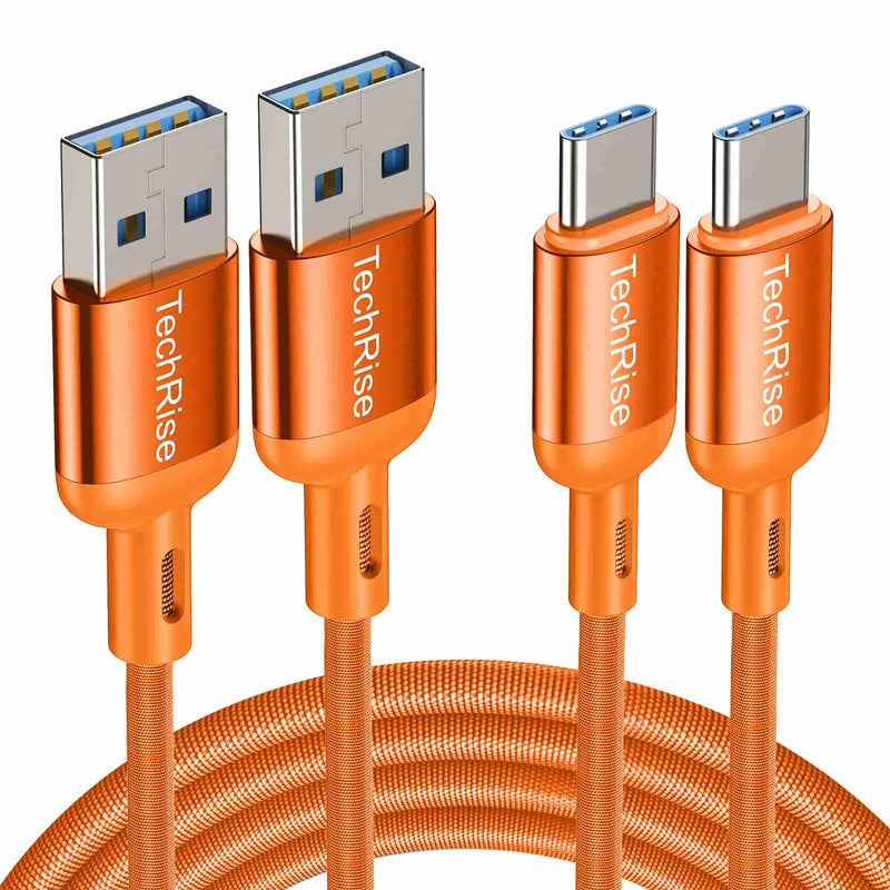 TechRise USB C Charger Braided Cable 3.3A Fast Charging - 2Pack 2M+1M