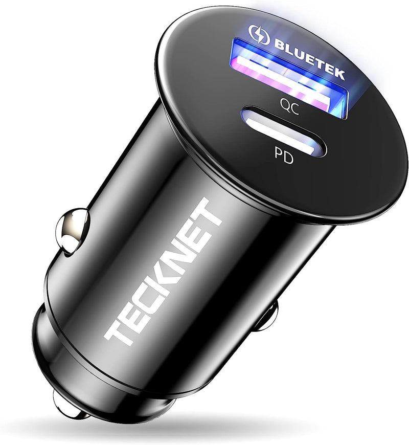 TECKNET USB C Car Charger, 48W Car Adapter, Dual Port Car Cigarette Lighter