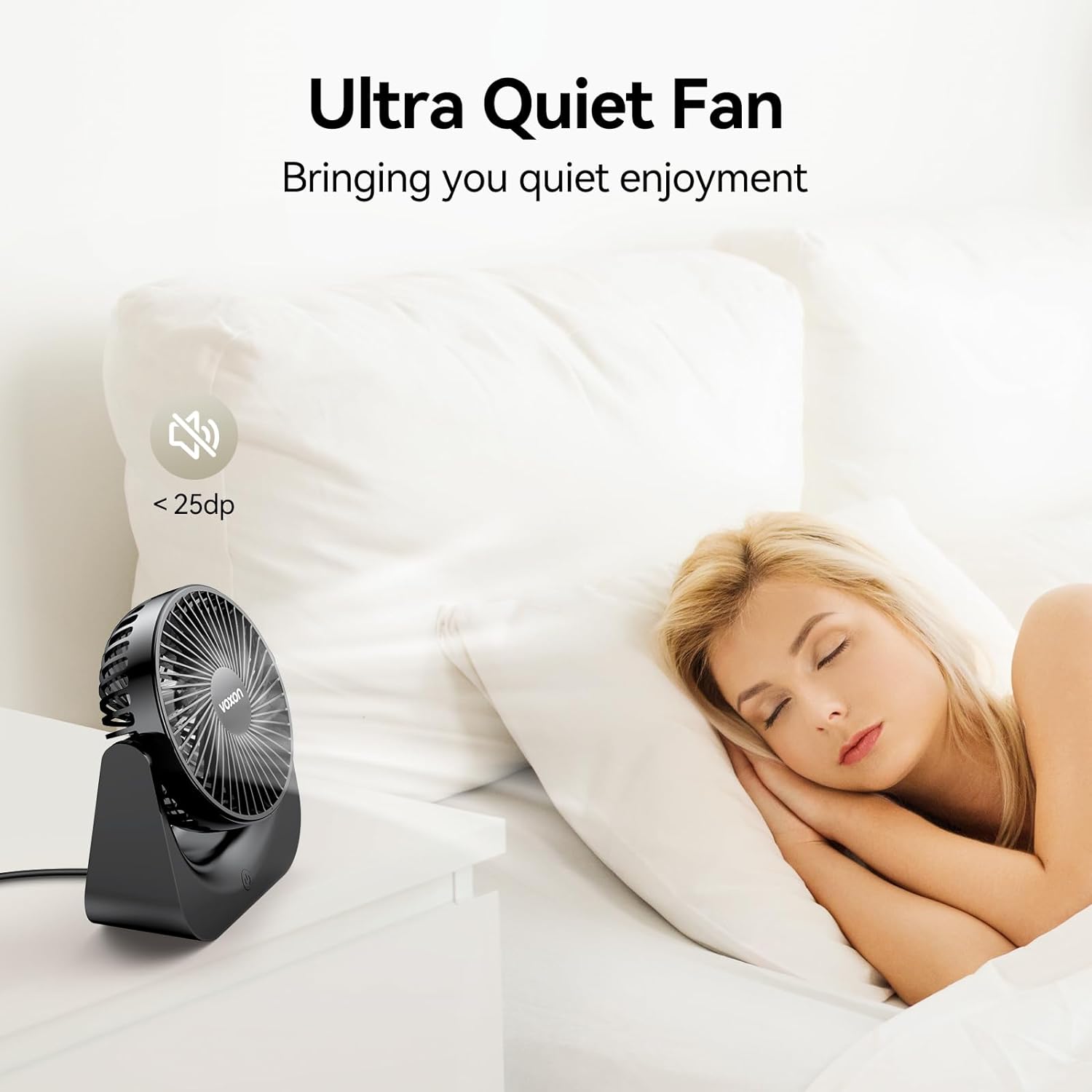 VOXON USB Desk Fan, Small Table Fan with 5 Speeds Adjustable Wind