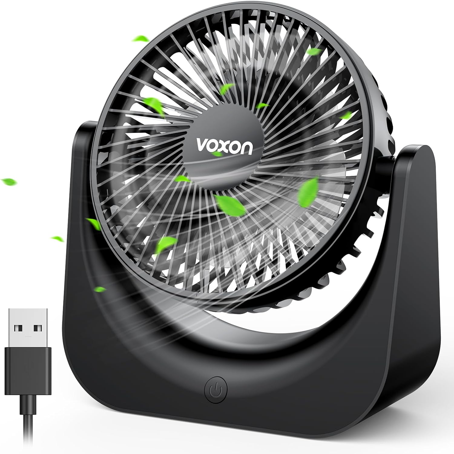 VOXON USB Desk Fan, Small Table Fan with 5 Speeds Adjustable Wind