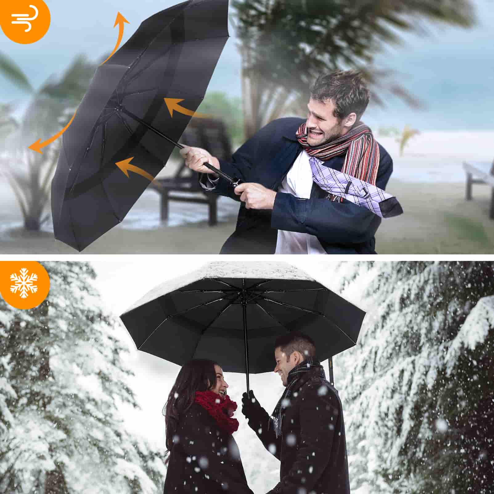 TECKNET Windproof Umbrella, Large Wind Resistant Umbrella with 10 Ribs, Auto Open Close
