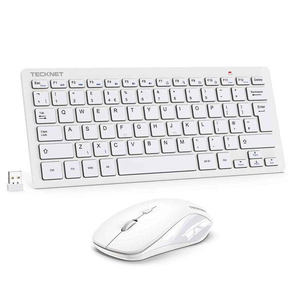 TECKNET 2.4 GHz Wireless Mini Keyboard Mouse Set, Silent