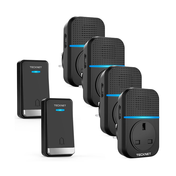 TECKNET Plug-in Wireless Doorbell, 4 Receivers 2 Transmitters