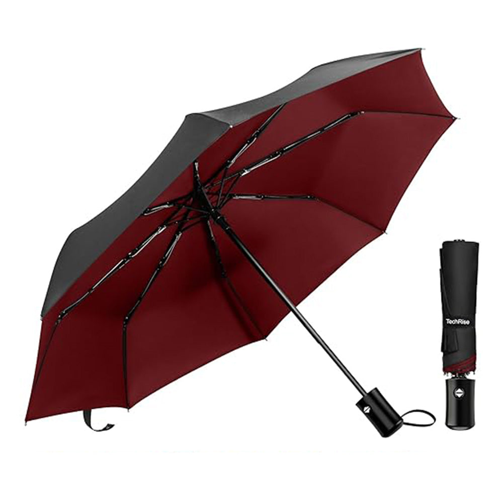 TechRise Windproof Automatic Folding Travel Umbrella 8 Ribs Auto Open and Close