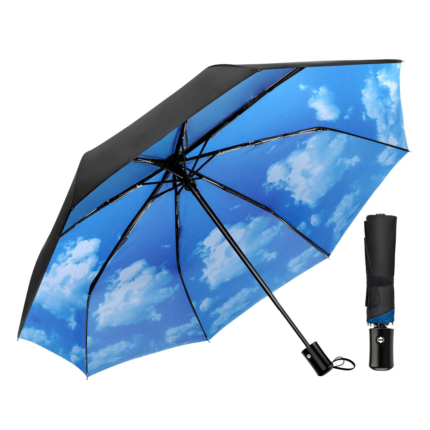 TechRise Windproof Automatic Folding Travel Umbrella 8 Ribs Auto Open and Close