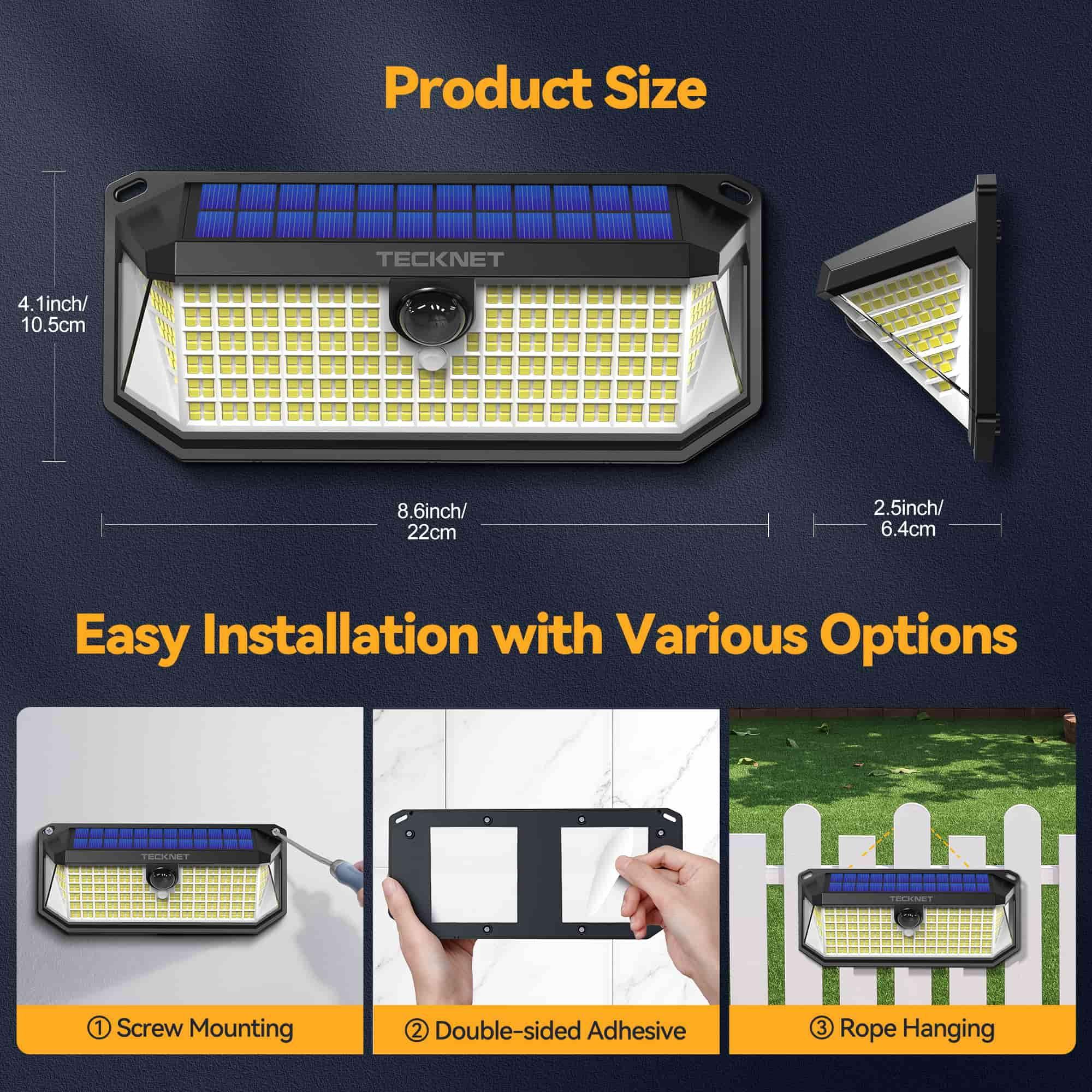 TECKNET Solar Garden Lights with 3 Lighting Modes 416 LED