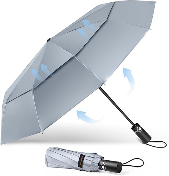 TECKNET Windproof Umbrella, Large Wind Resistant Umbrella with 10 Ribs, Auto Open Close