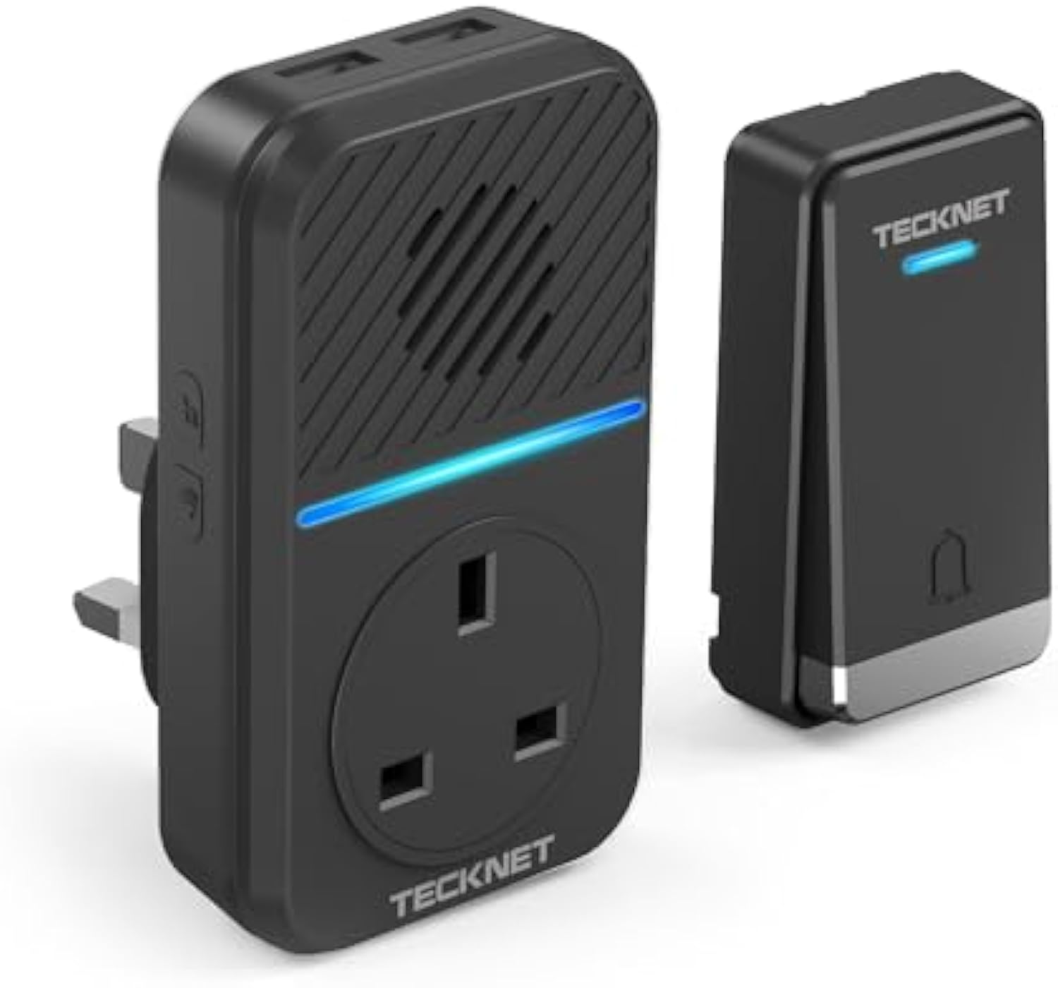 TECKNET Plug Through Wireless Doorbell with AC/USB Sockets