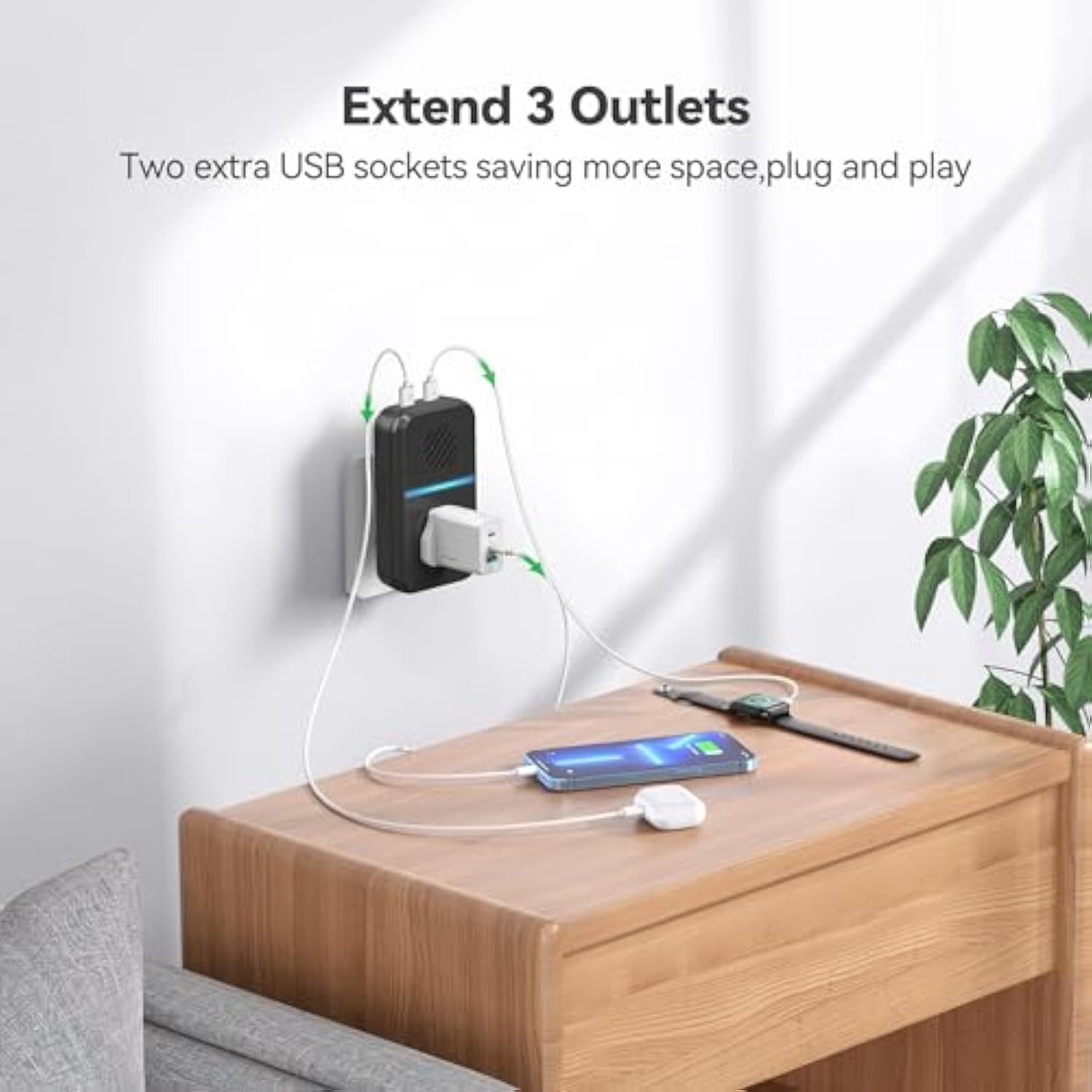 TECKNET Plug Through Wireless Doorbell with AC/USB Sockets