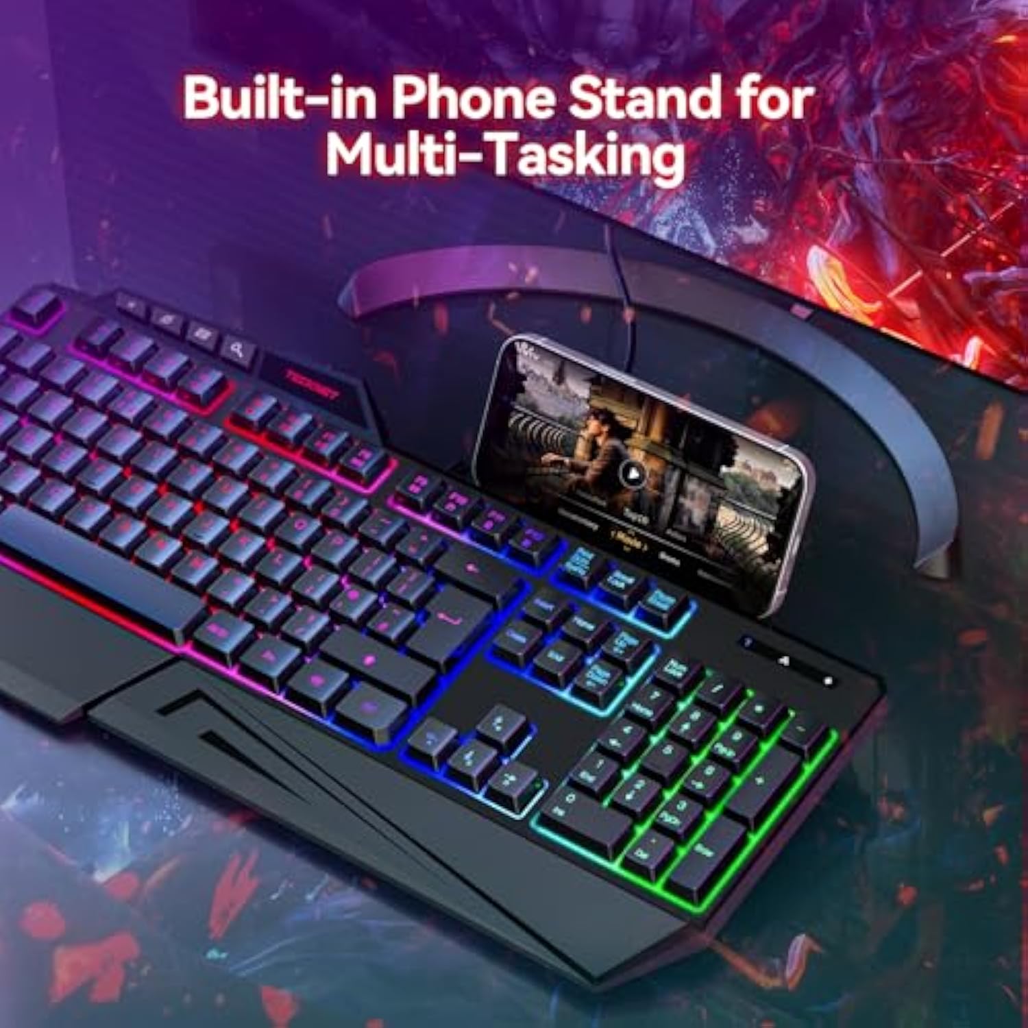 TECKNET Wired Gaming Keyboard, 26-Key Anti-Ghosting RGB Keyboard