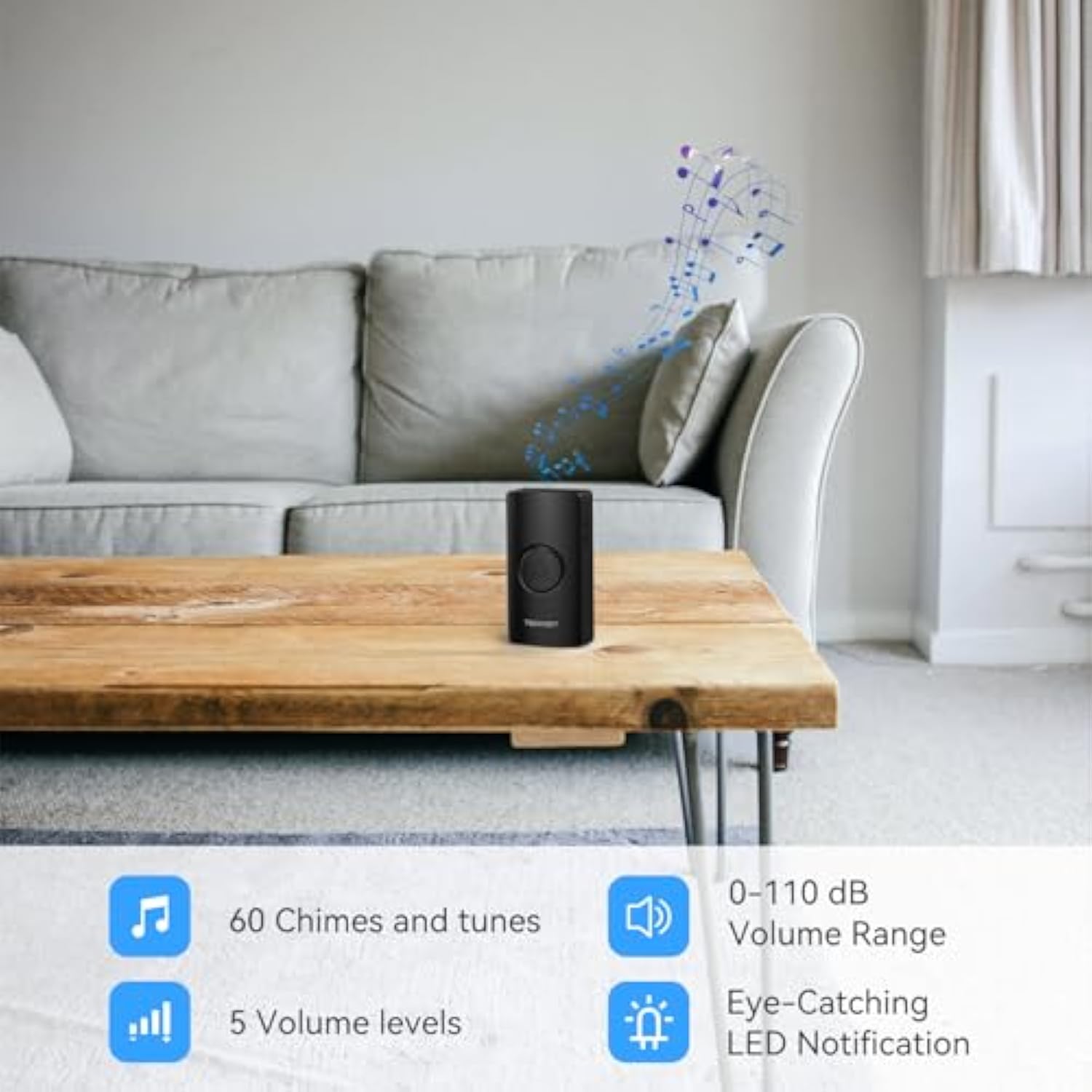 TECKNET Wireless Doorbell, Waterproof Doorbell Battery-operated Cordless Door Chime Kit with 400M Wireless Range