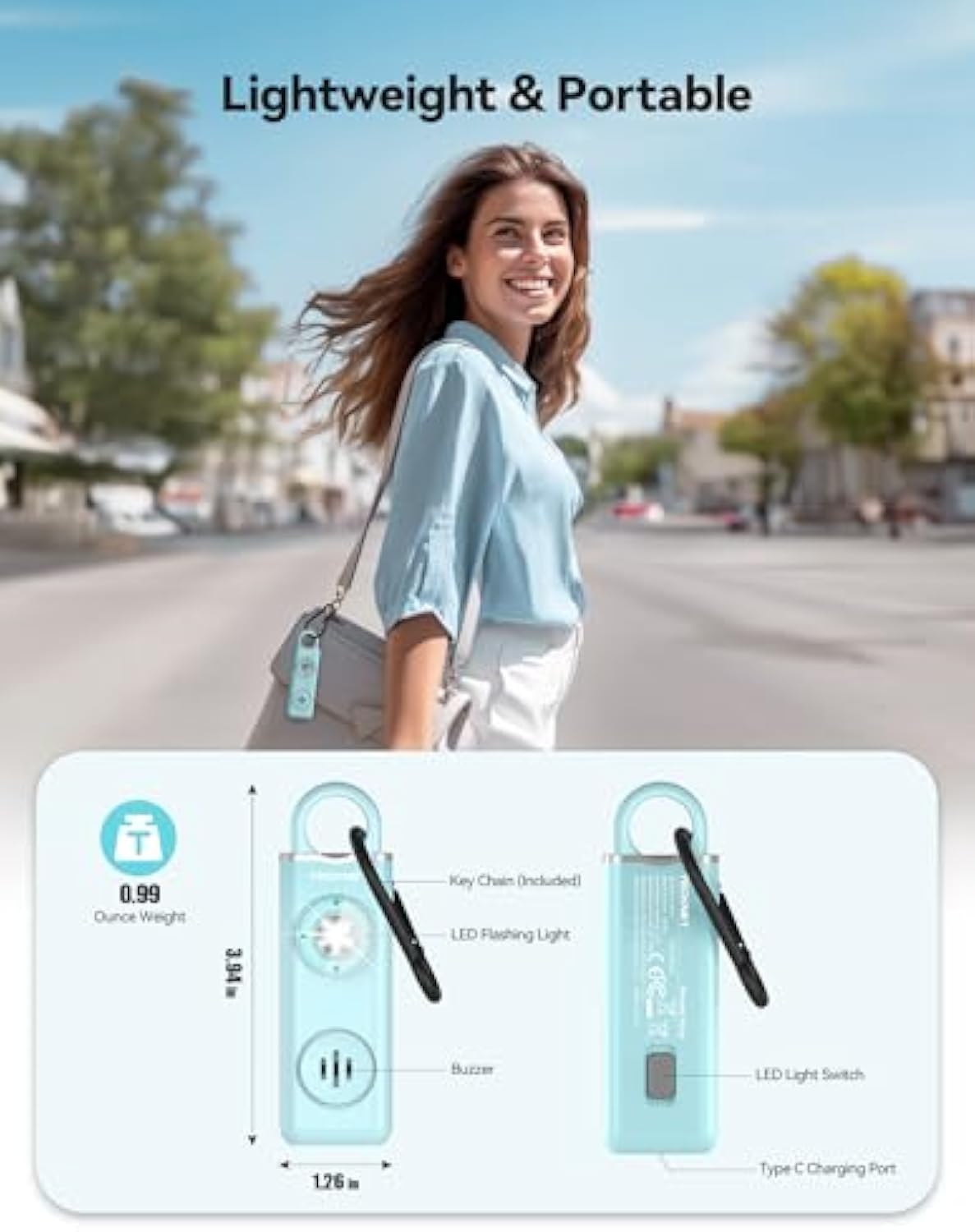 TECKNET Rechargeable Personal Safety Alarm for Women
