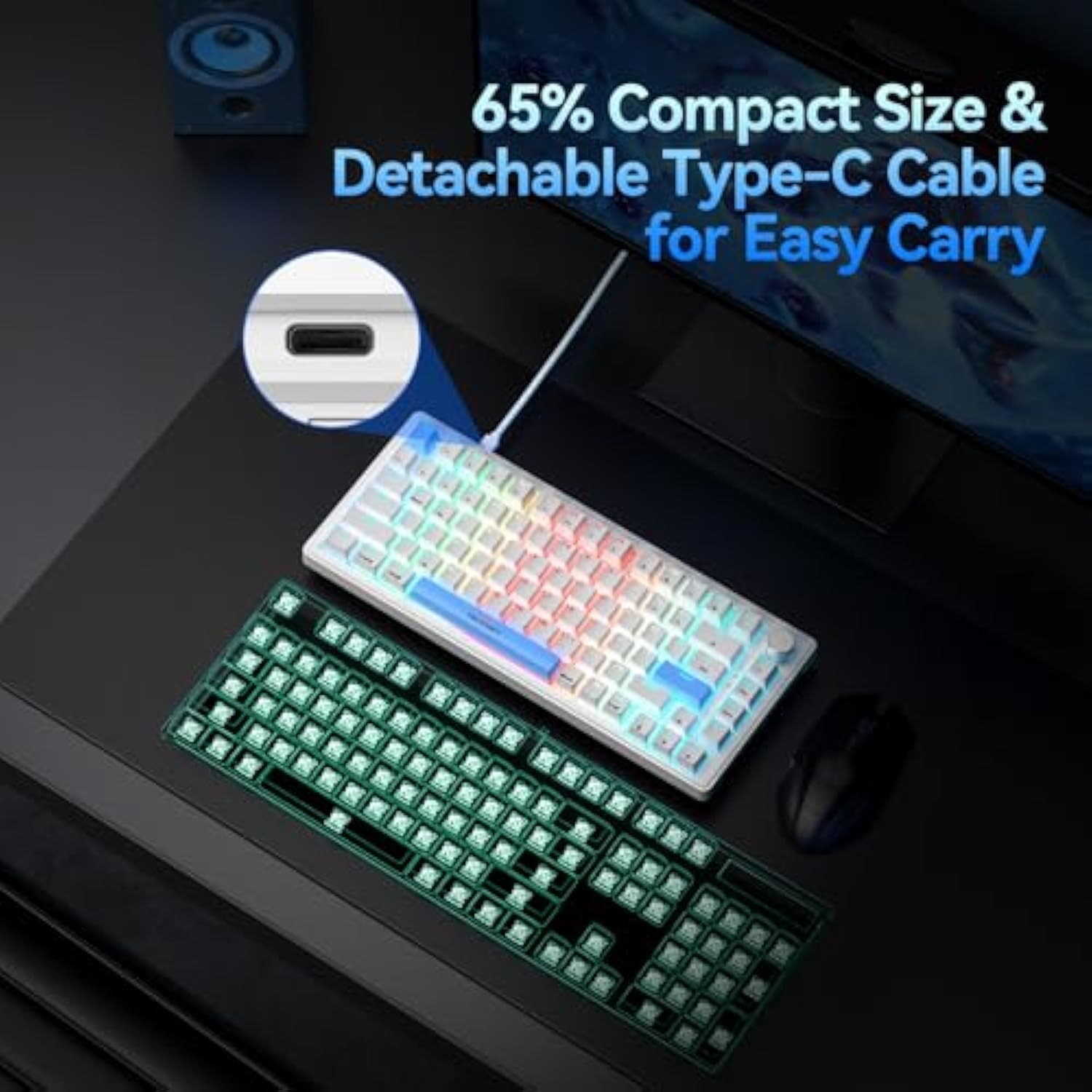 TECKNET Wired Gaming Keyboard, RGB Backlit Keyboards with Gasket Structure