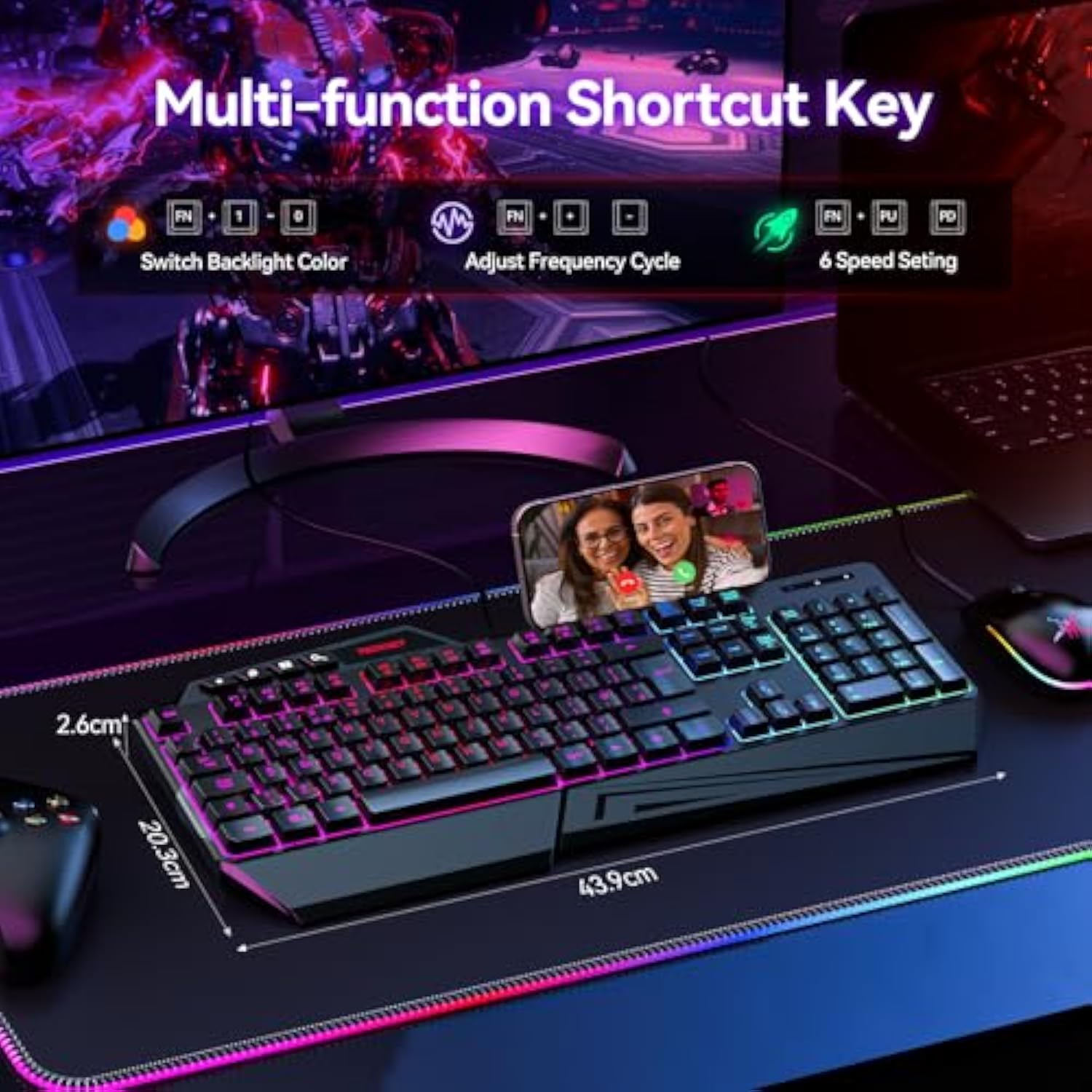 TECKNET Wired Gaming Keyboard, 26-Key Anti-Ghosting RGB Keyboard