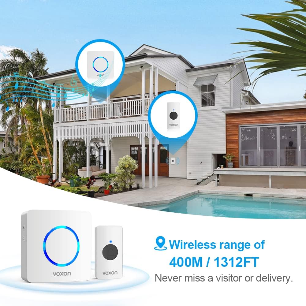 VOXON Waterproof Plug-in Wireless Doorbell