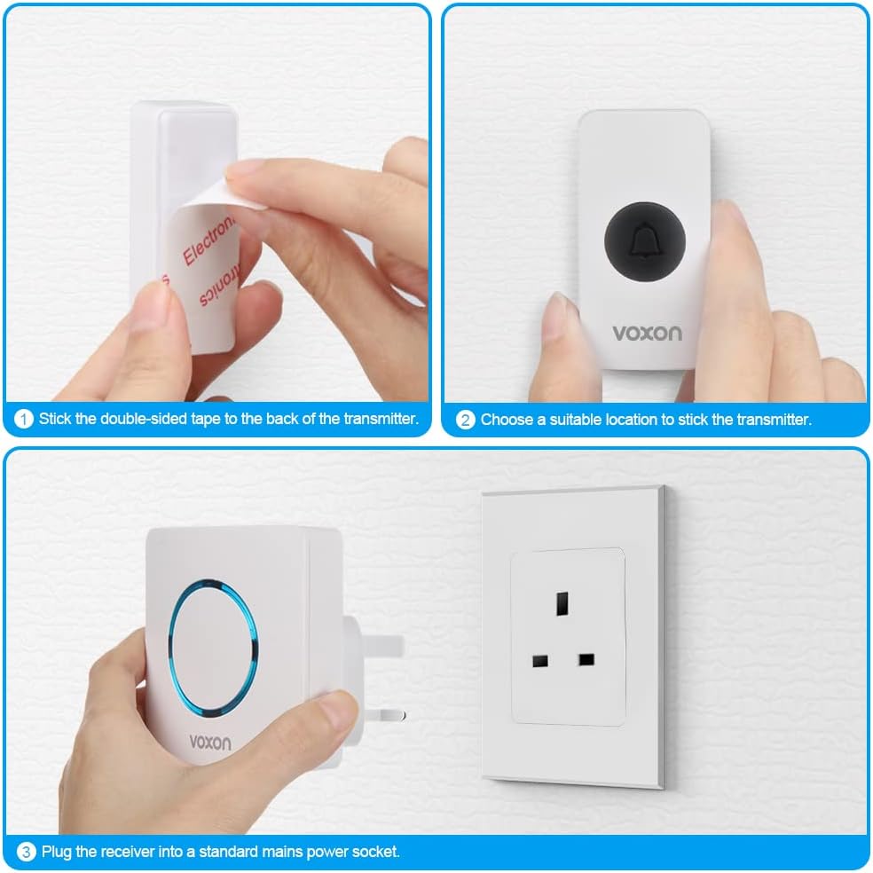 VOXON Waterproof Plug-in Wireless Doorbell