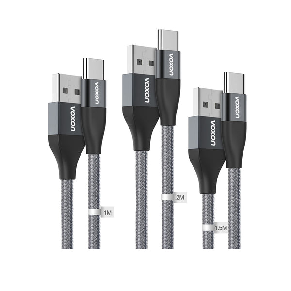 Voxon USB C Cable Type C Charging Cable [3-Pack/1M+2M+3M]
