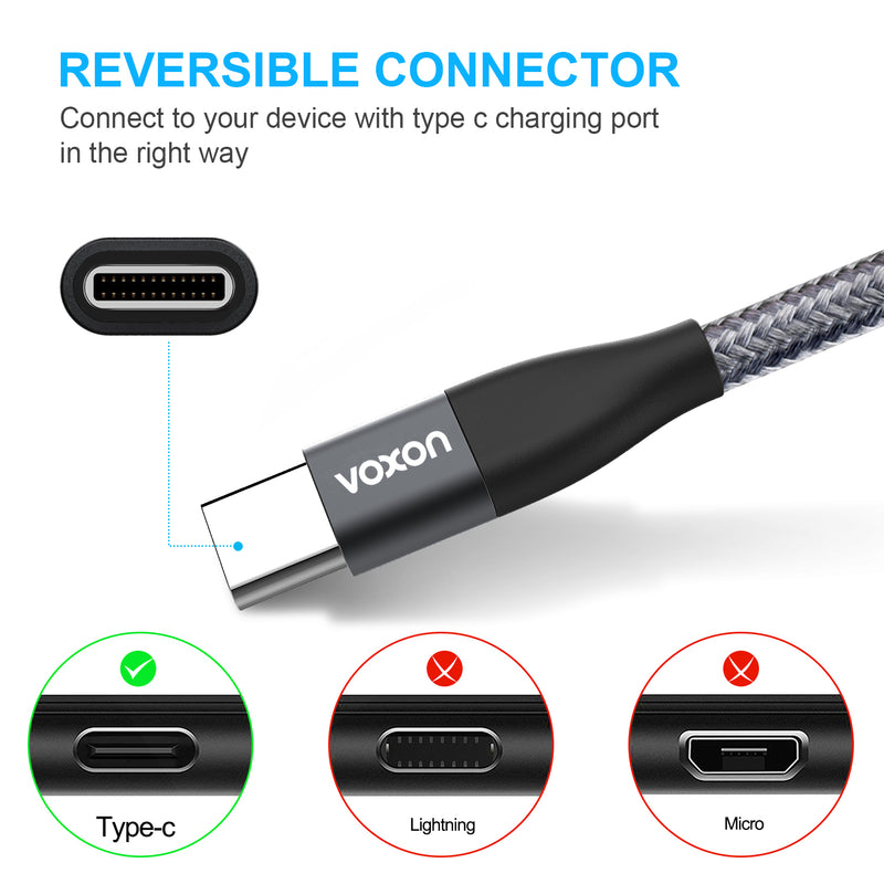Voxon USB C Cable Type C Charging Cable [3-Pack/1M+2M+3M] - smartekbox