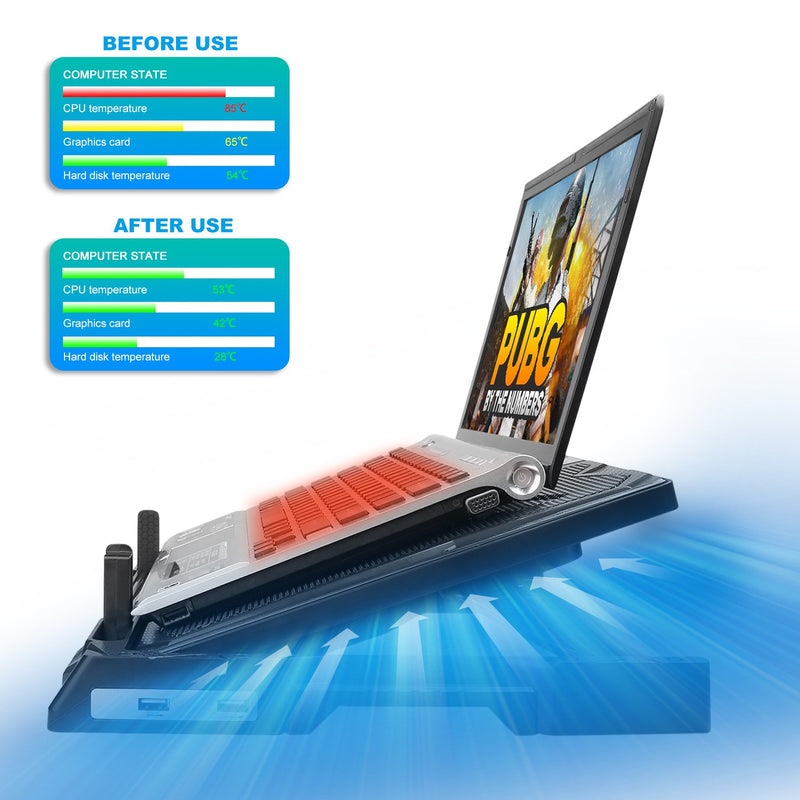 TECKNET N9 12''-17'' Laptop Notebook Cooler Cooler with 2 Adjustable Fans