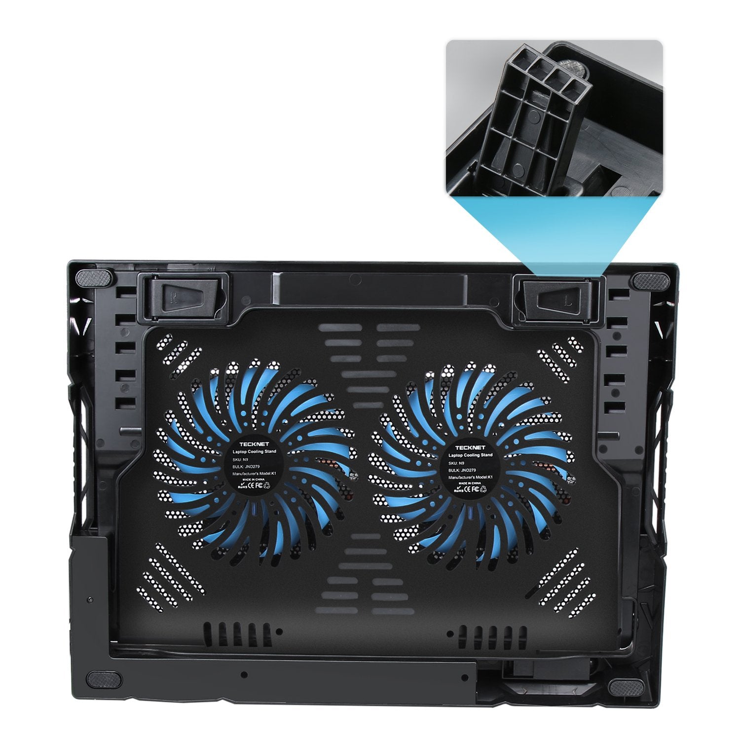 TECKNET N9 12''-17'' Laptop Notebook Cooler Cooler with 2 Adjustable Fans