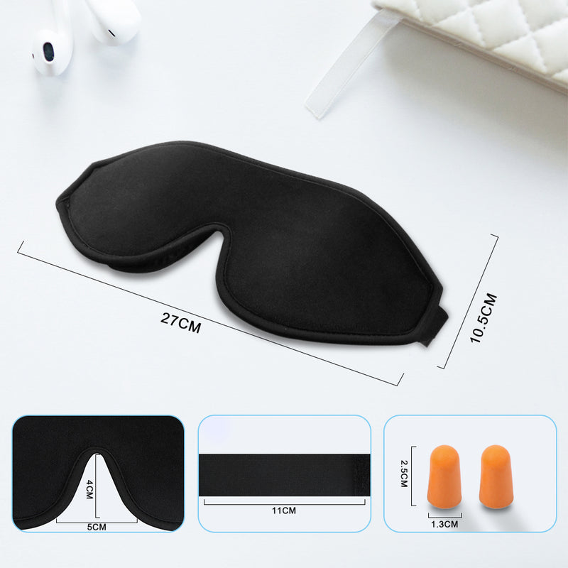 Sleep Mask, TechRise 3D Contoured Eye Mask Soft Comfort Filled Sleeping  Mask Night Blindfold with Ear Plug, Men Women & Kids 100% Light Block Out  Eye