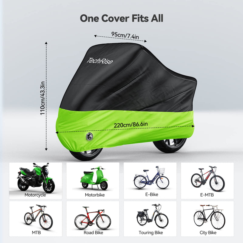 TechRise Waterproof Bicycle Cover，Motorbike Covers with Lock-holes & Storage Bag