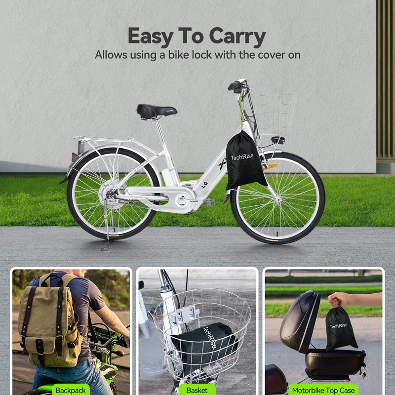 TechRise Waterproof Bicycle Cover，Motorbike Covers with Lock-holes & Storage Bag