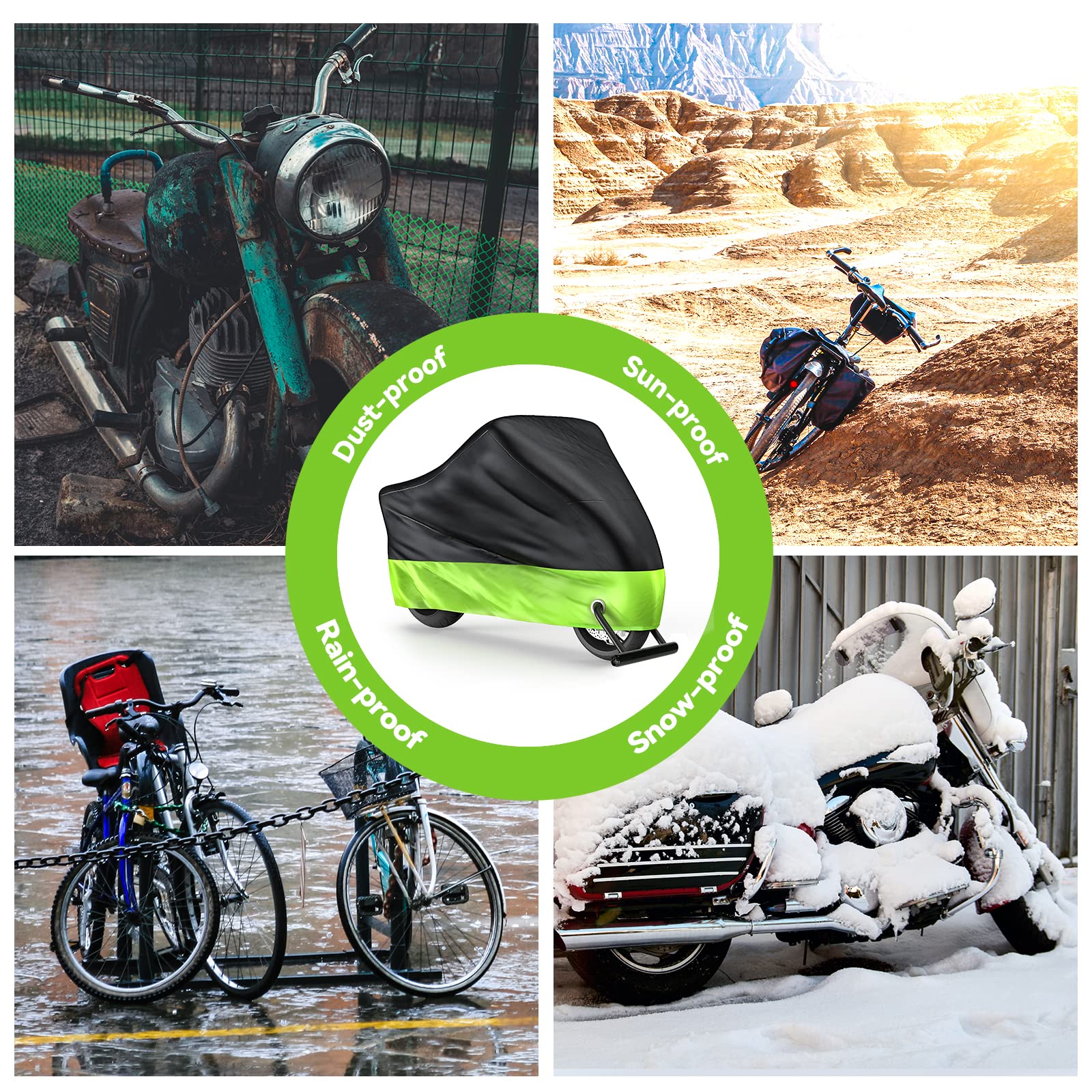 TechRise Waterproof Bicycle Cover，Motorbike Covers with Lock-holes & Storage Bag