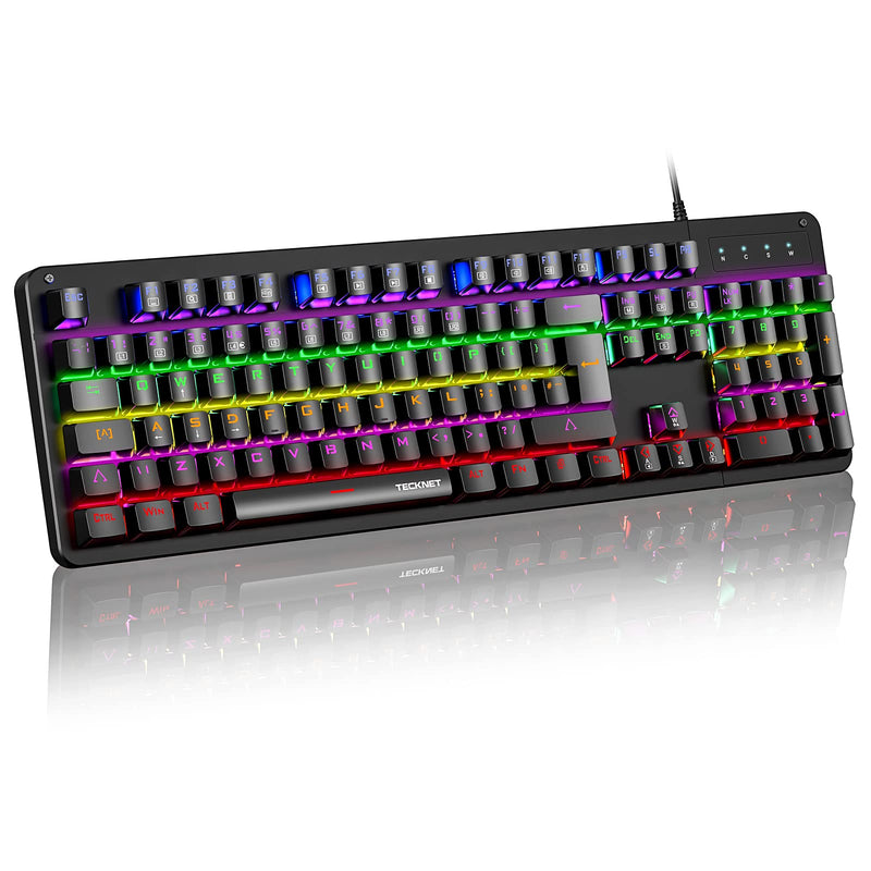 TECKNET Mechanical Gaming Keyboard UK Layout, 15 LED RGB Color Modes