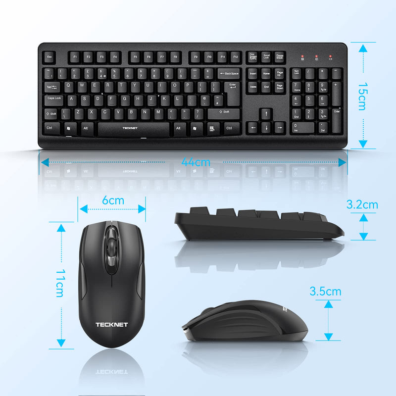 TECKNET 2.4G Wireless Keyboard and Mouse Set With Nano USB Receiver
