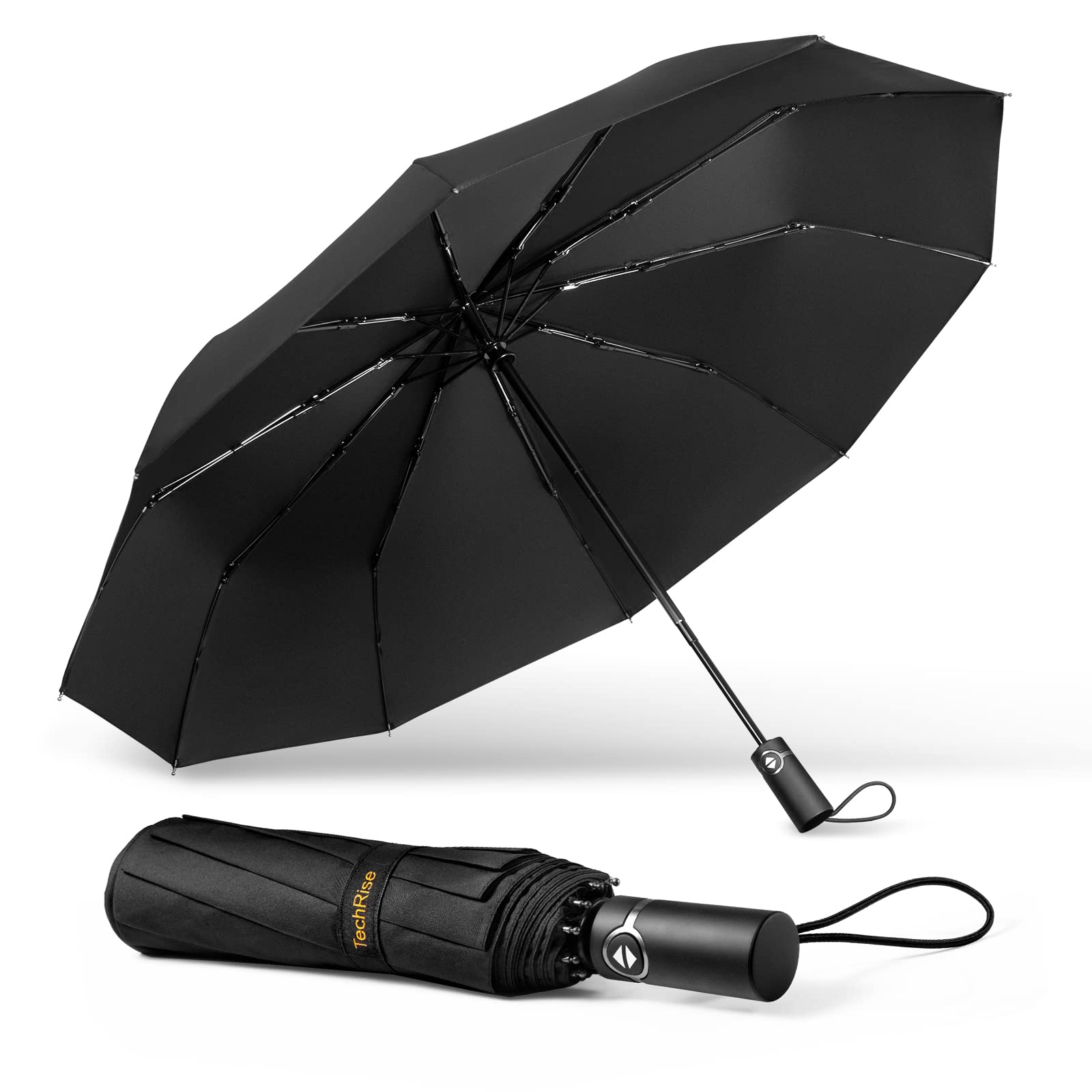 Large Windproof Umbrella, TechRise Wind Resistant Compact Travel Folding Umbrellas,  10 Ribs golf umbrella