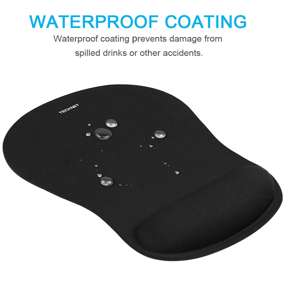 TECKNET Mouse Mat with Memory Foam Rest Non-slip Rubber base Mice Pads