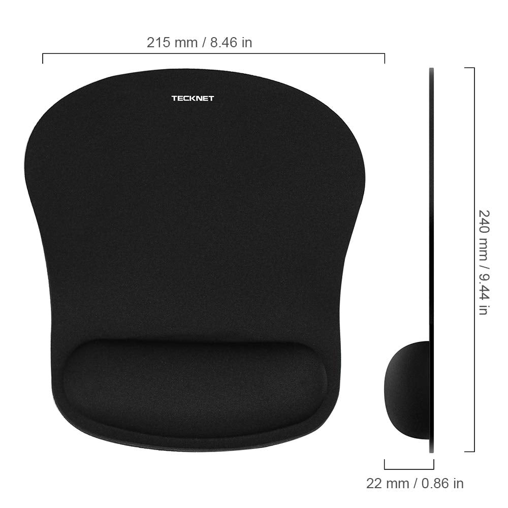 TECKNET Mouse Mat with Memory Foam Rest Non-slip Rubber base Mice Pads